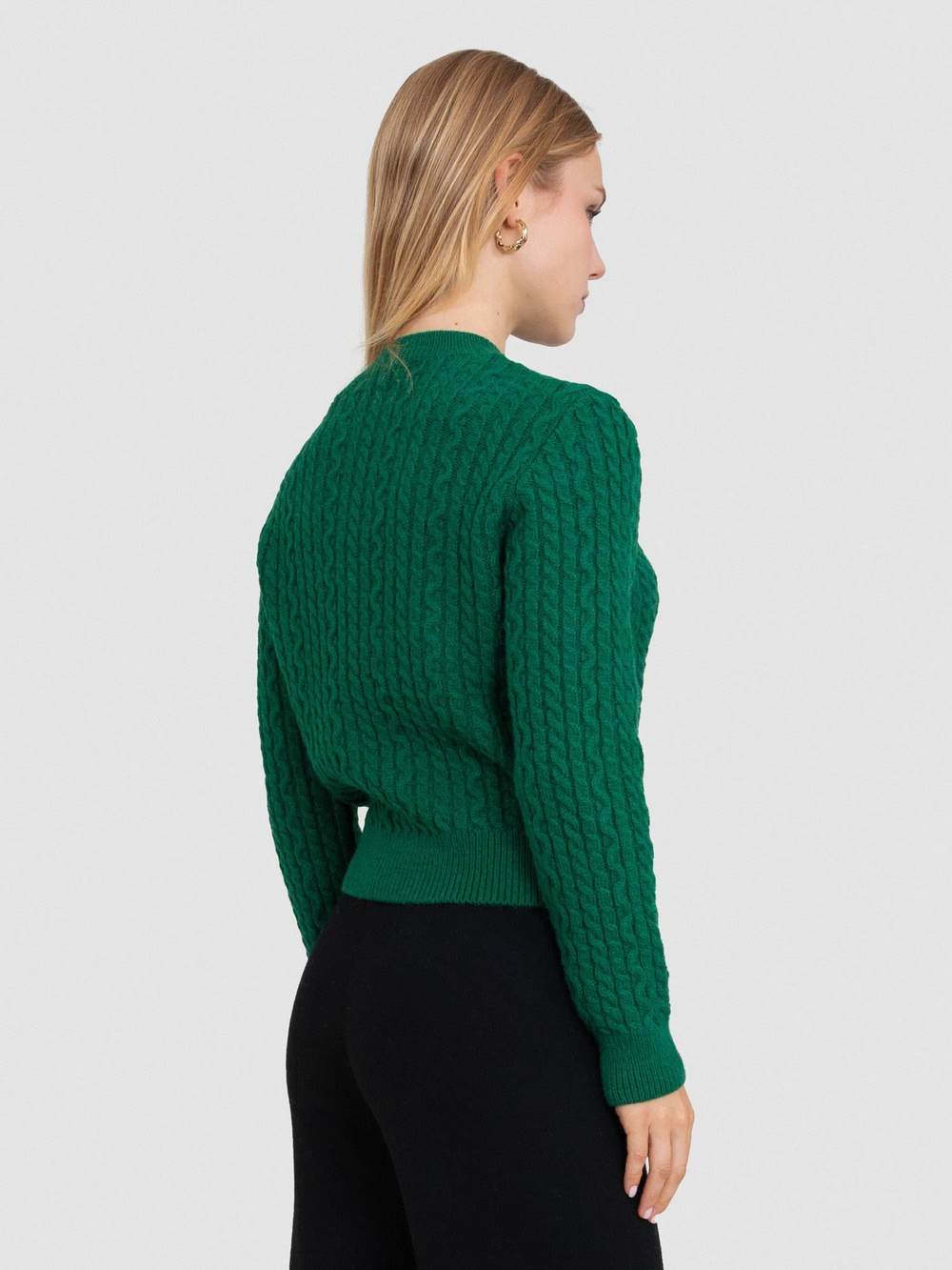 Alpaca Blend Cable-Knit Sweater KZK8158YEŞİL