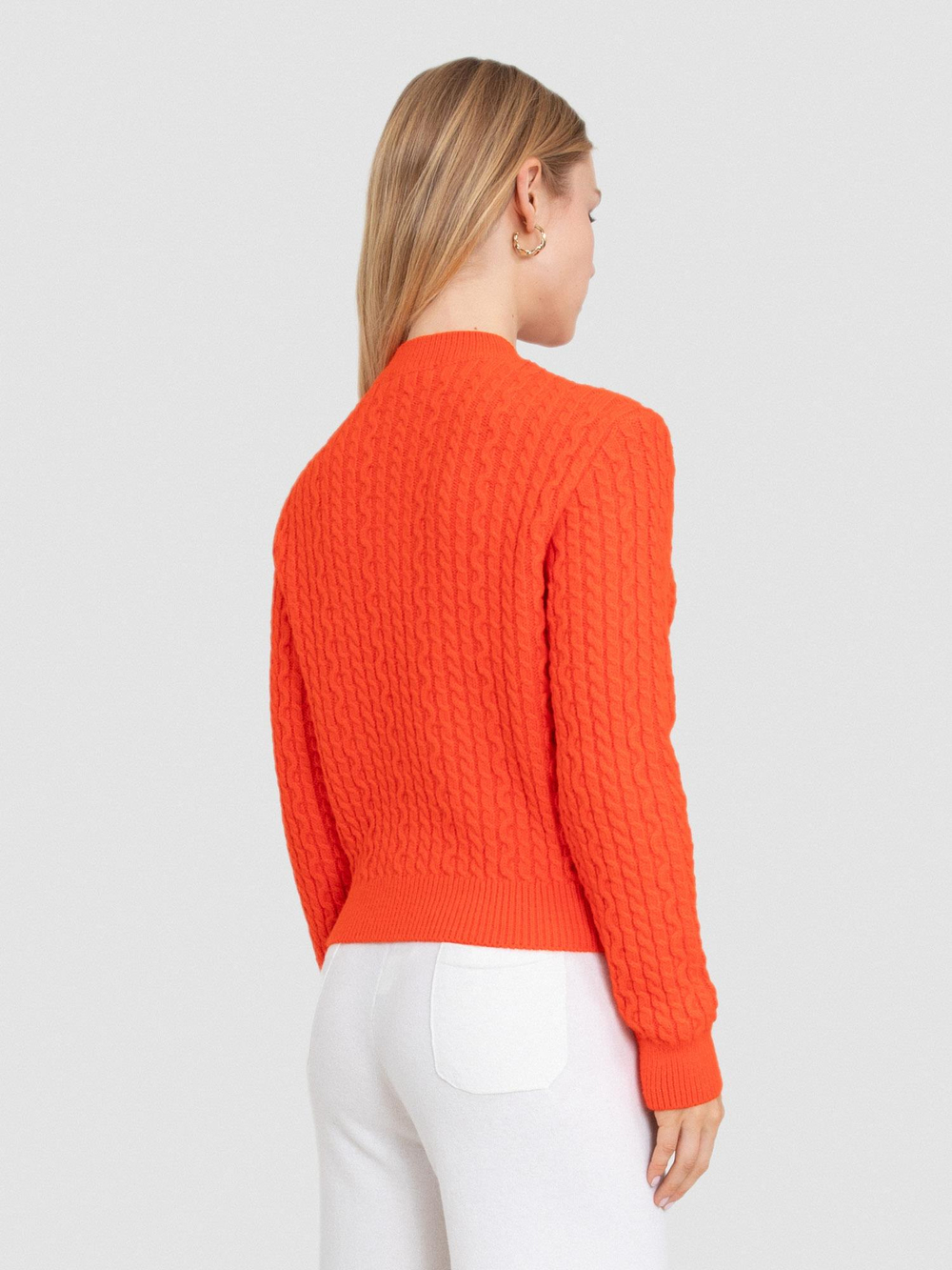 Alpaca Blend Cable-Knit Sweater KZK8158ORANJ