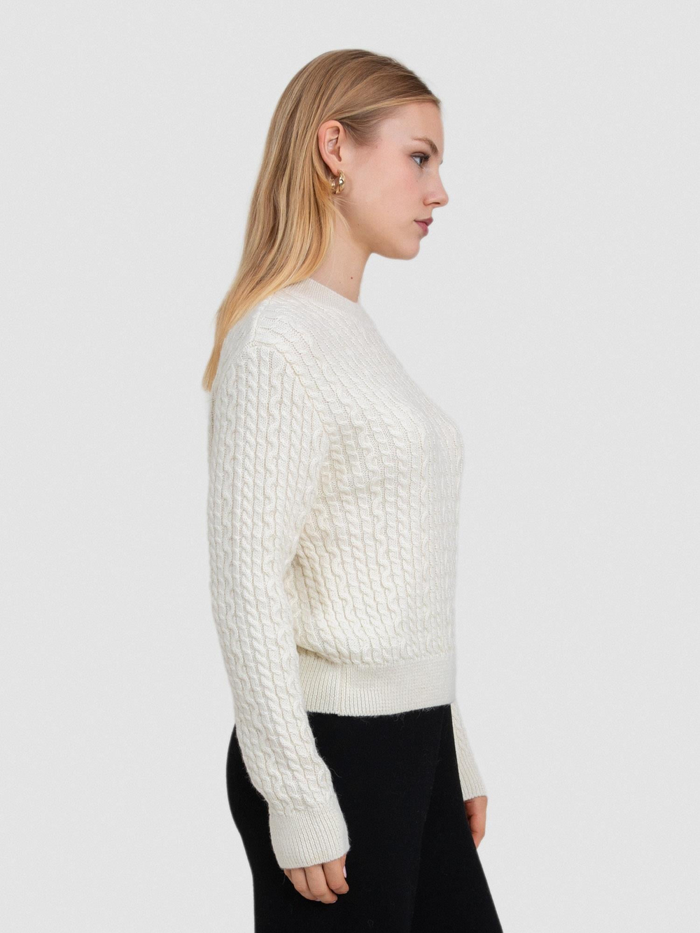 Alpaca Blend Cable-Knit Sweater KZK8158KEMIK
