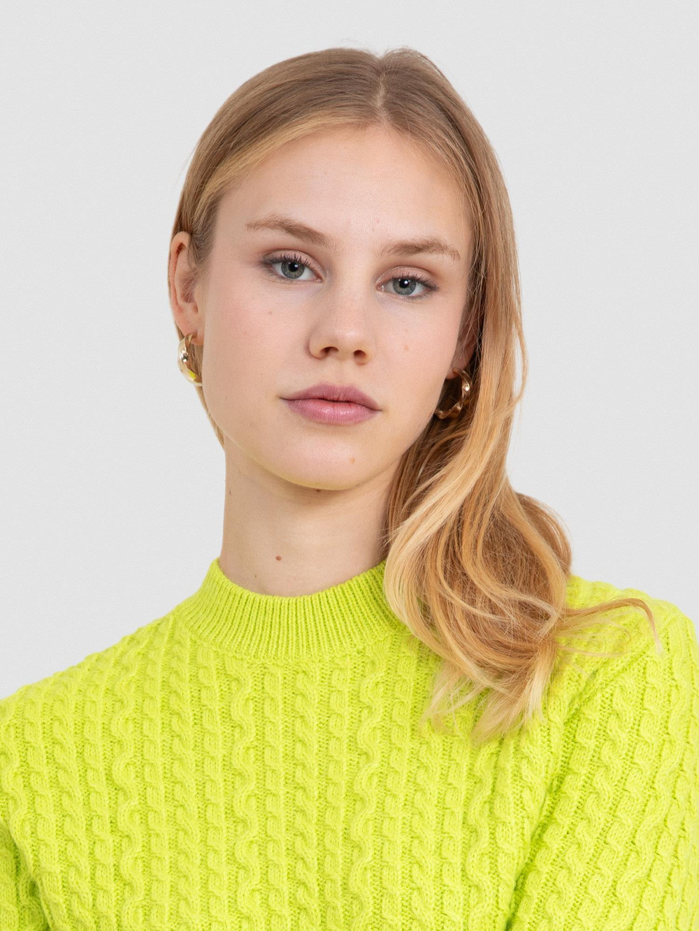 Alpaca Blend Cable-Knit Sweater KZK8158FISTIKYESILI