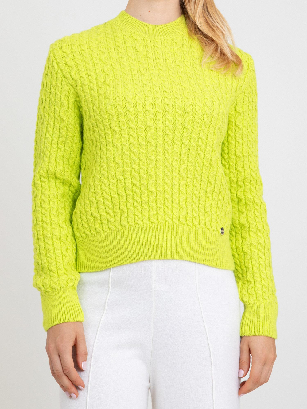 Alpaca Blend Cable-Knit Sweater KZK8158FISTIKYESILI