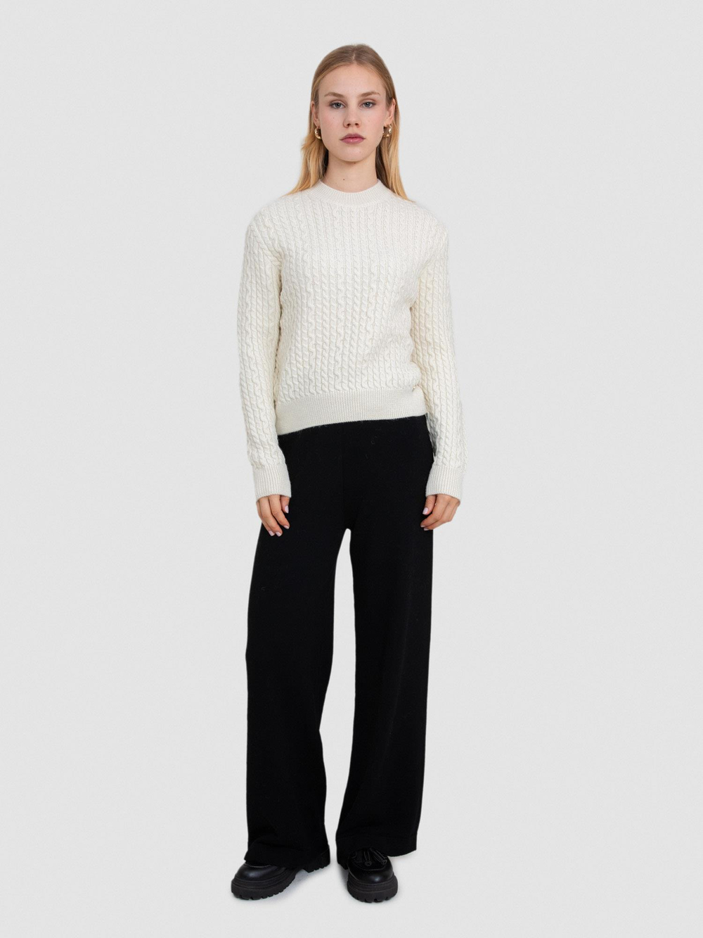 Alpaca Blend Cable-Knit Sweater KZK8158KEMIK