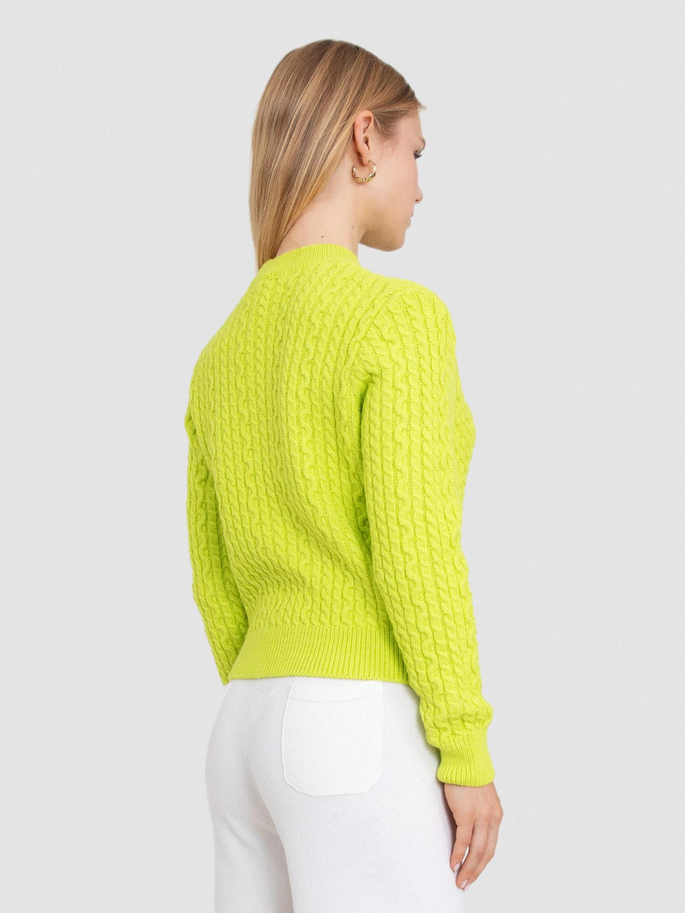 Alpaca Blend Cable-Knit Sweater KZK8158FISTIKYESILI