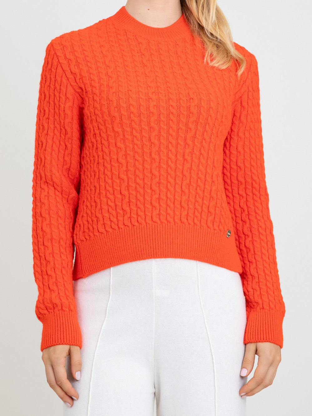 Alpaca Blend Cable-Knit Sweater KZK8158ORANJ