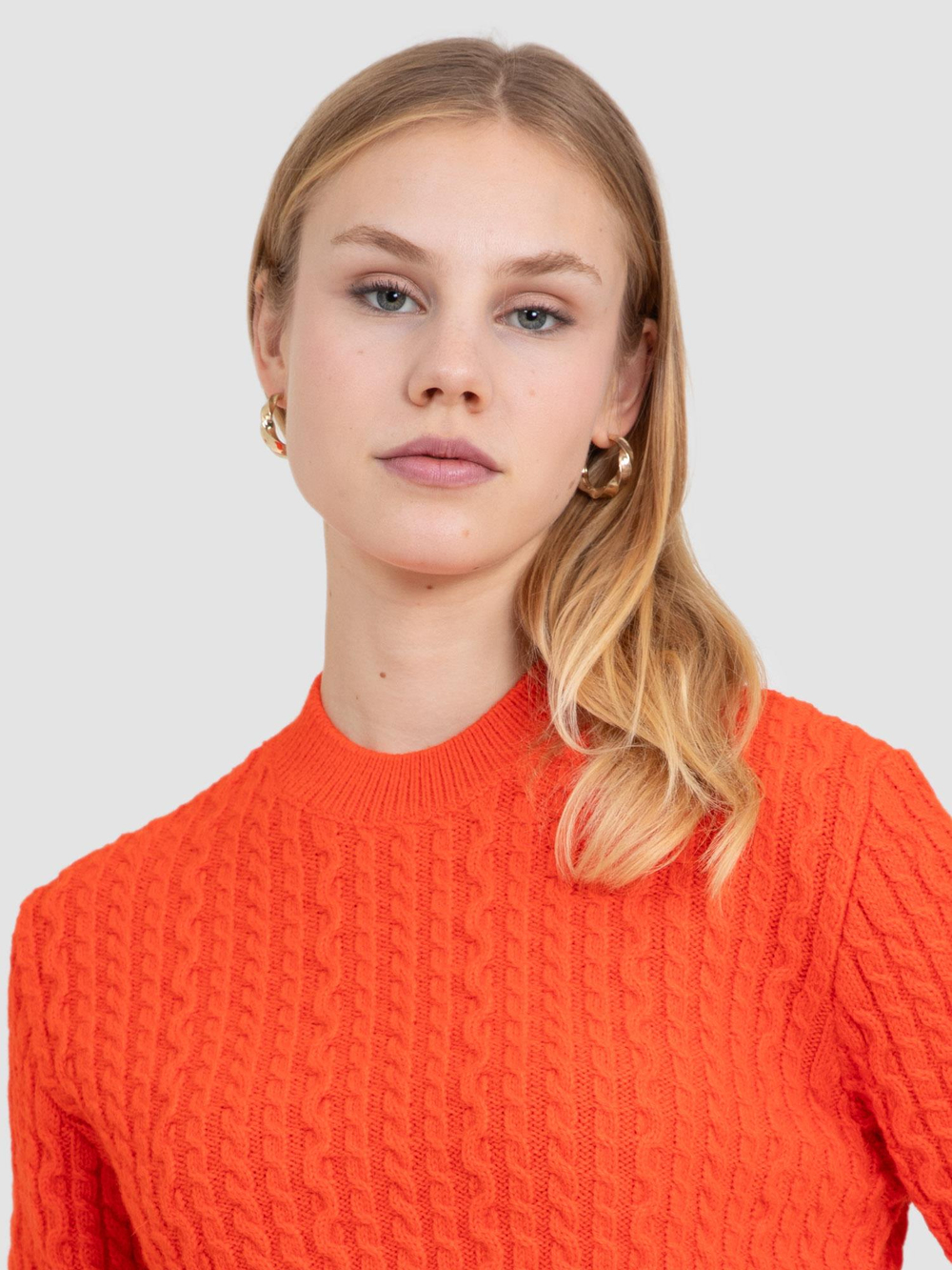 Alpaca Blend Cable-Knit Sweater KZK8158ORANJ