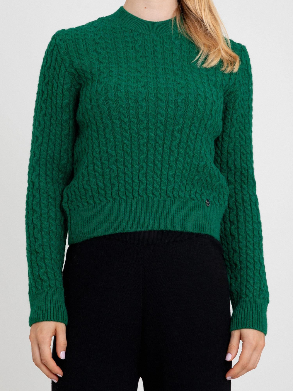 Alpaca Blend Cable-Knit Sweater KZK8158YEŞİL