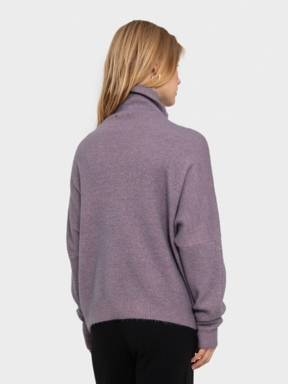 Brushed-Effect High Neck Sweater with Metallic Thread KZK6186ANTRASIT PEMBE