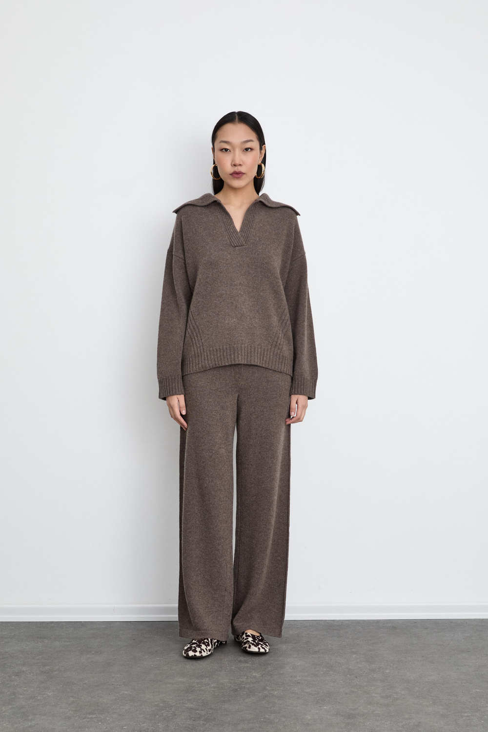 Cashmere and Merino Wool Blend High-Waisted Pants