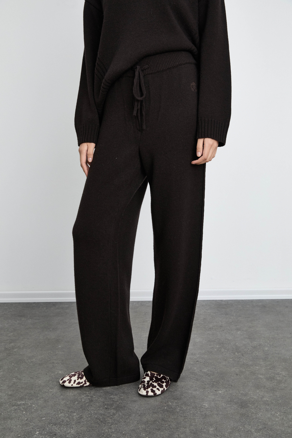 Cashmere and Merino Wool Blend High-Waisted Pants