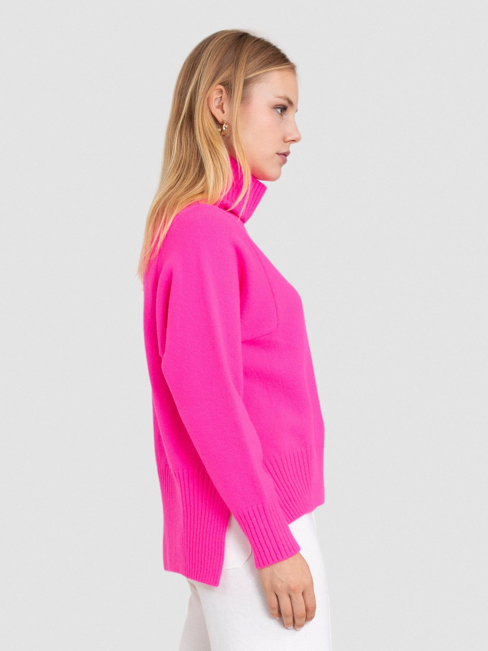 Wool and Cashmere Blend High Neck Sweater KZK7548PEMBE