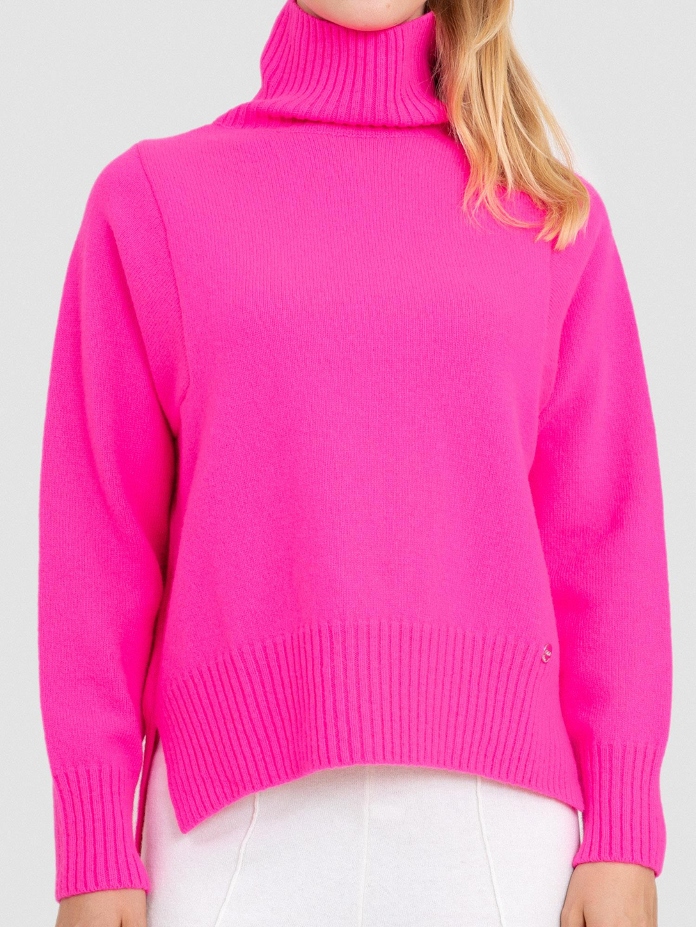 Wool and Cashmere Blend High Neck Sweater KZK7548PEMBE