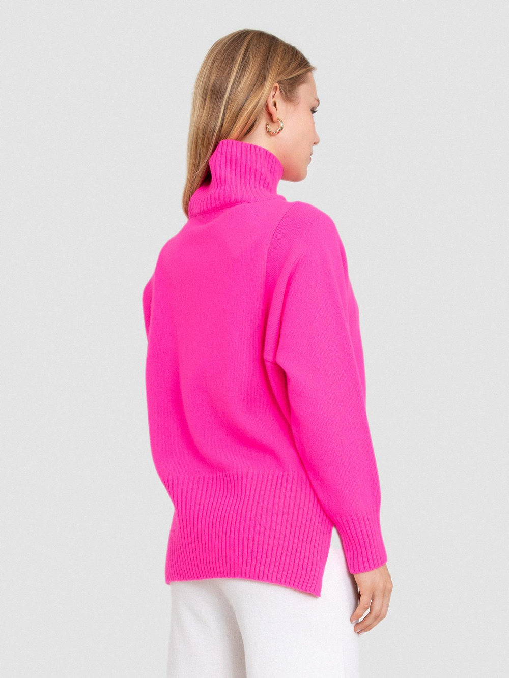 Wool and Cashmere Blend High Neck Sweater KZK7548PEMBE