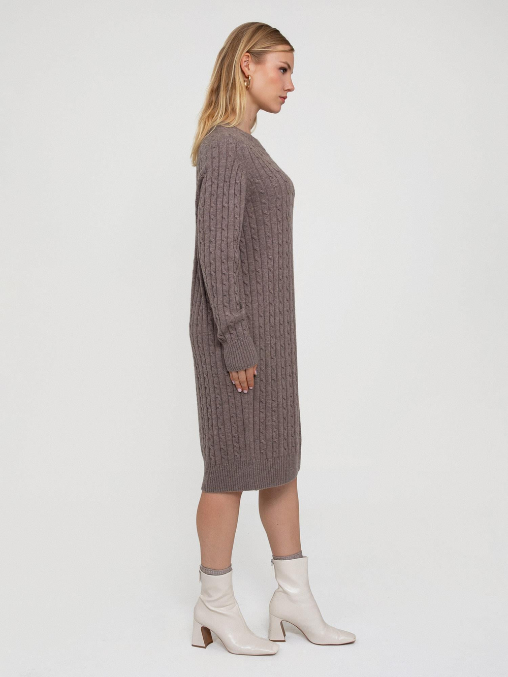 Wool and Cashmere Blend Cable-Knit Dress ELB7764VIZON