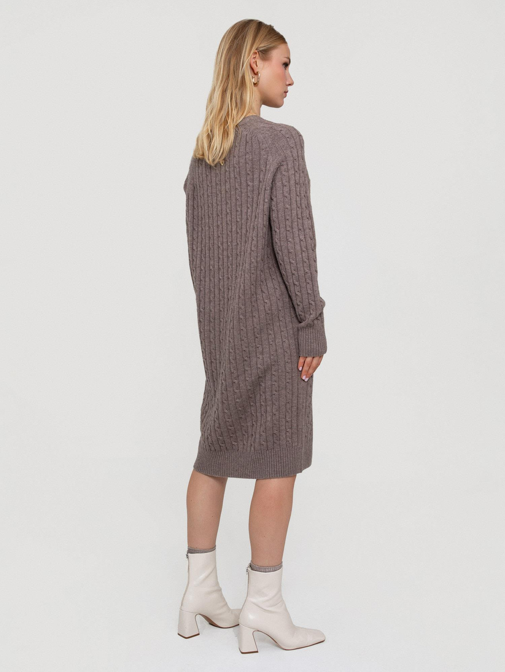 Wool and Cashmere Blend Cable-Knit Dress ELB7764VIZON