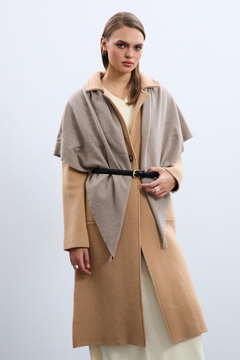 Cashmere and Wool Blend Knit Scarf AKS992KOYUMELANJ