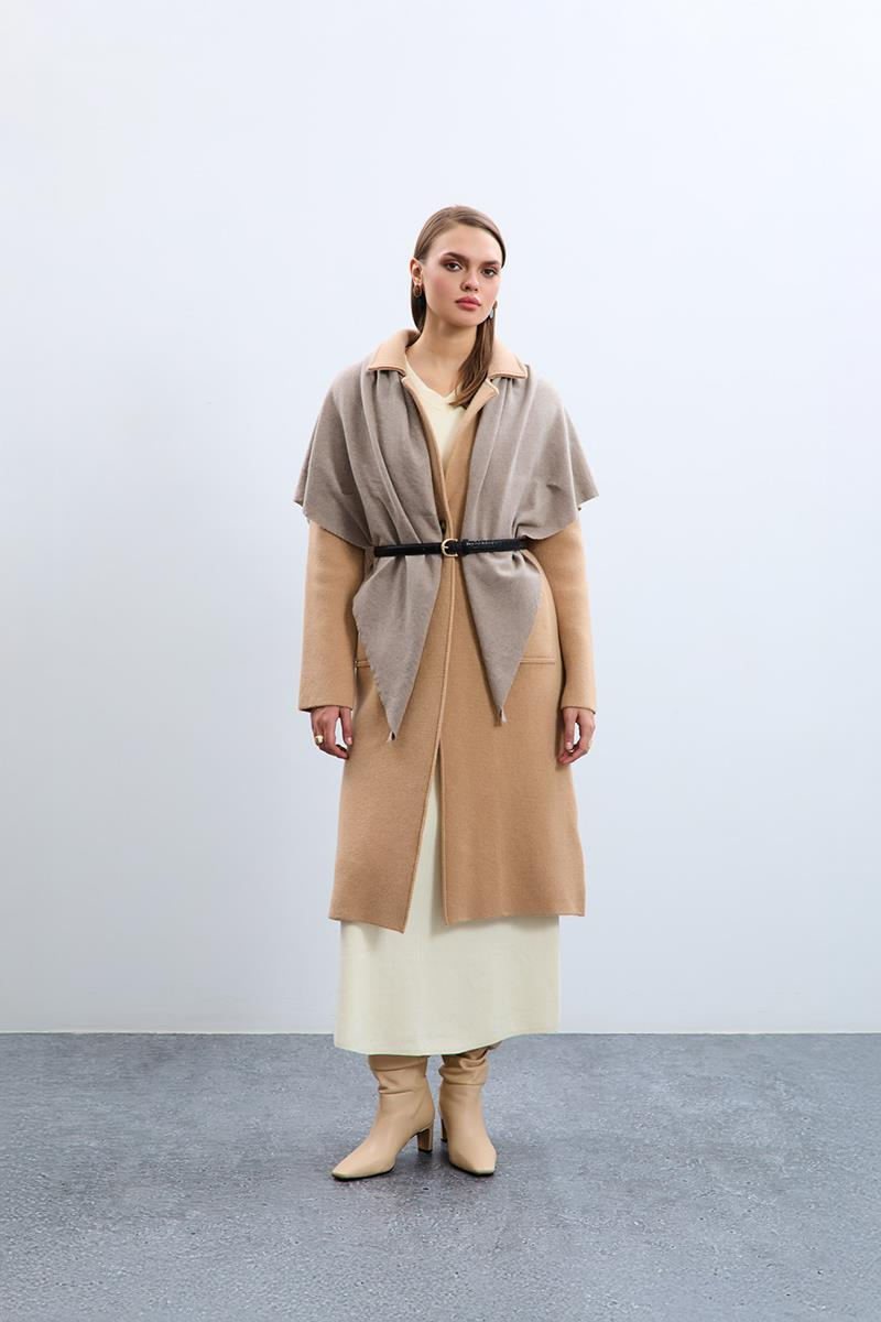 Cashmere and Wool Blend Knit Scarf AKS992KOYUMELANJ