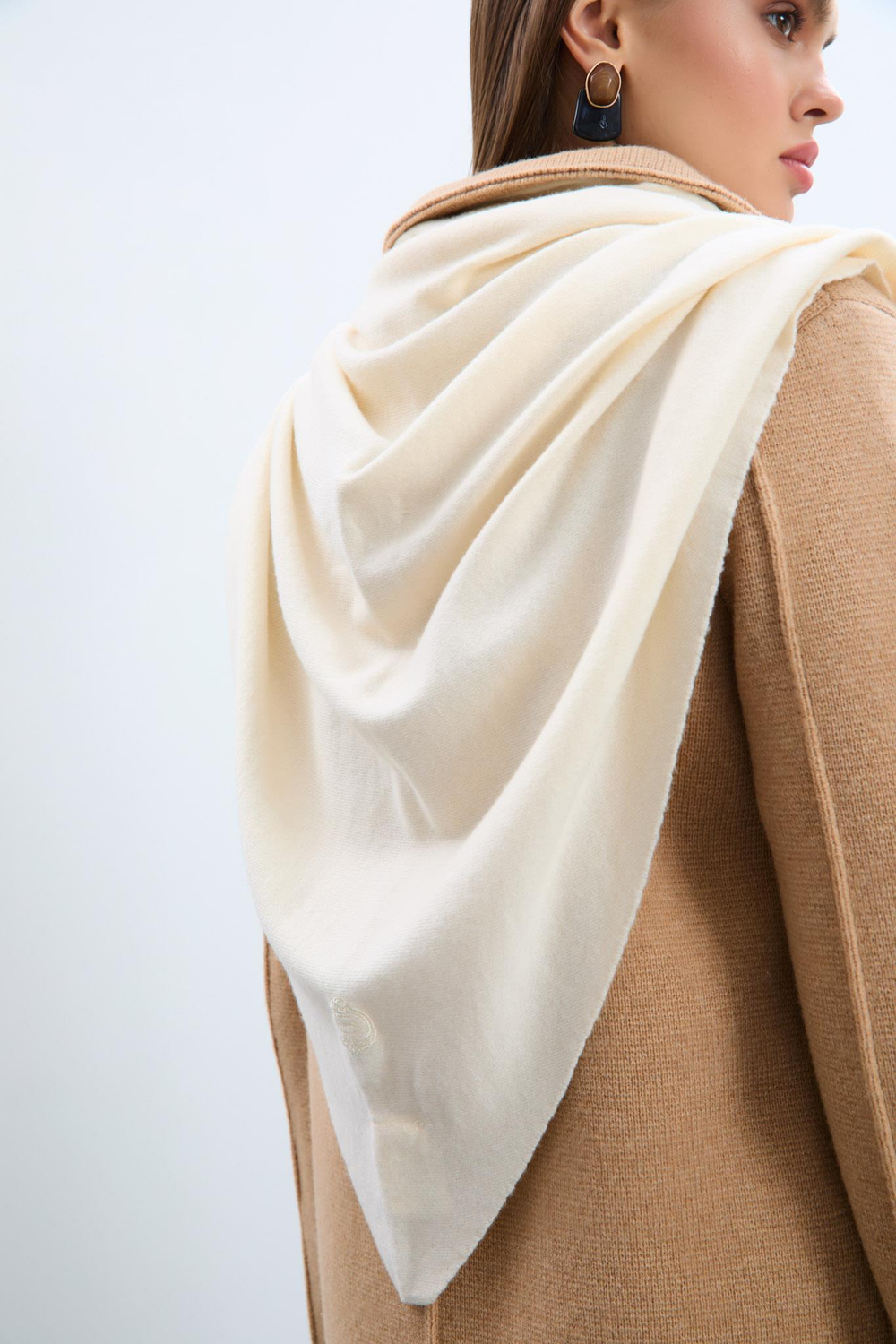 Cashmere and Wool Blend Knit Scarf AKS9928KEMİK