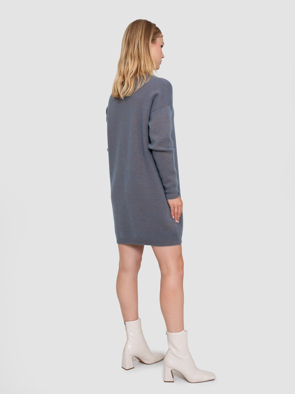 Organic Cotton and Lurex Dress with Button Detail ELB7500KMAVI KAHVE