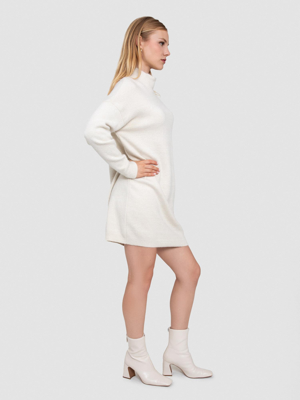 Organic Cotton and Lurex Dress with Button Detail ELB7500KEMIK