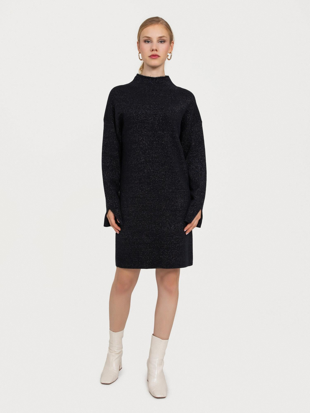 Organic Cotton and Lurex Dress ELB7496SIYAH
