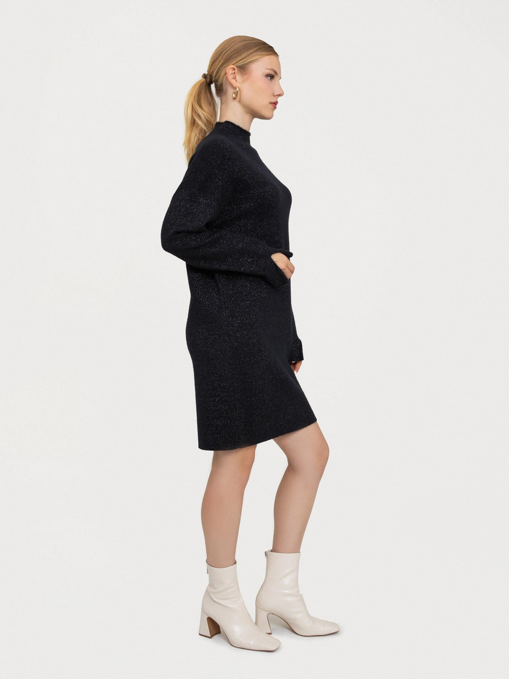 Organic Cotton and Lurex Dress ELB7496SIYAH