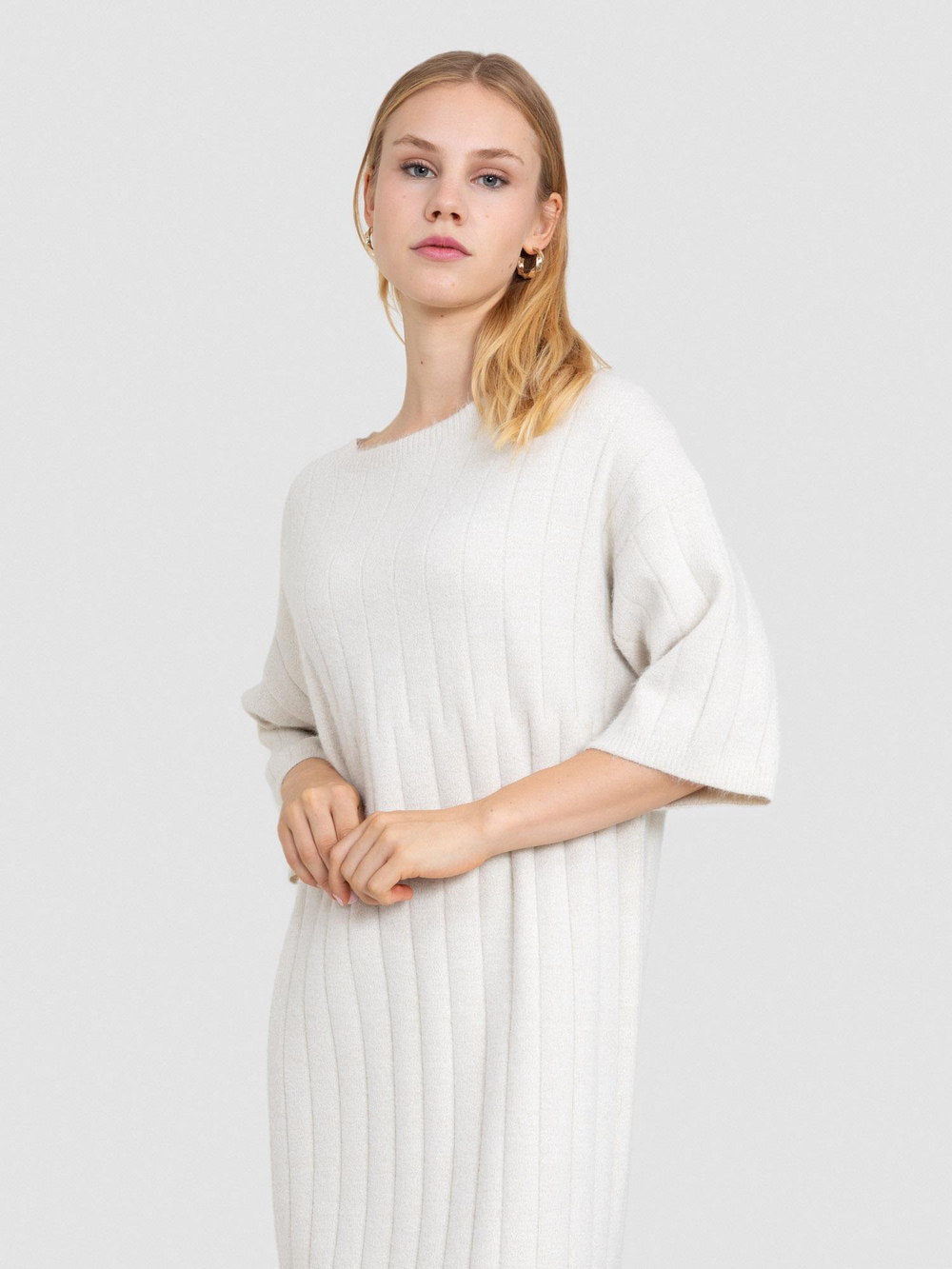 Organic Cotton Blend Dress with Metallic Thread ELB7364KEMIK