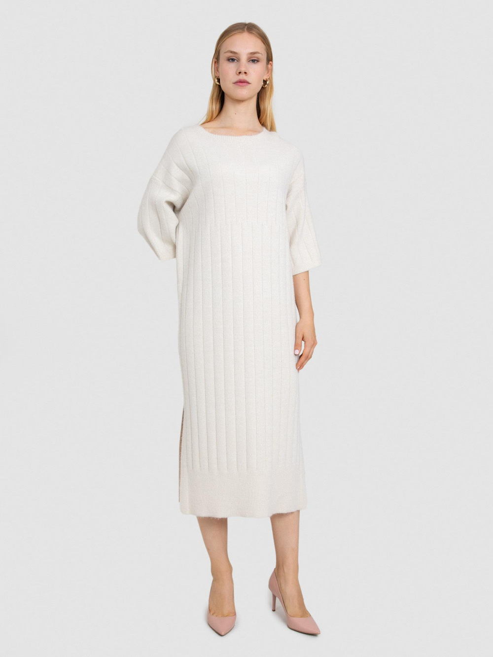 Organic Cotton Blend Dress with Metallic Thread ELB7364KEMIK