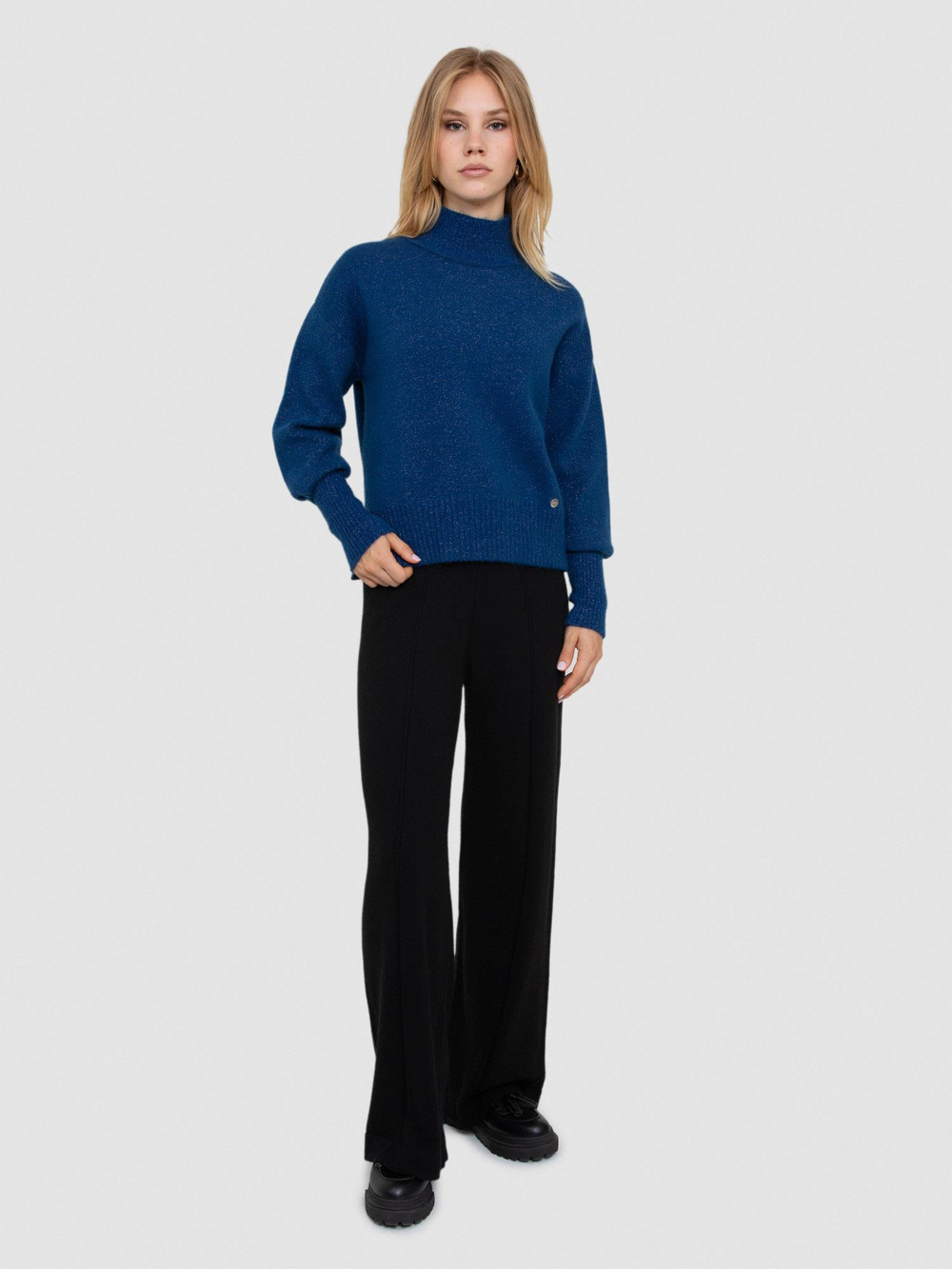 Organic Cotton Blend Brushed-Effect High Neck Sweater KZK7244SAKS