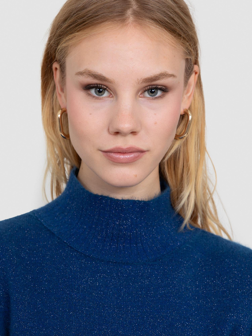 Organic Cotton Blend Brushed-Effect High Neck Sweater KZK7244SAKS