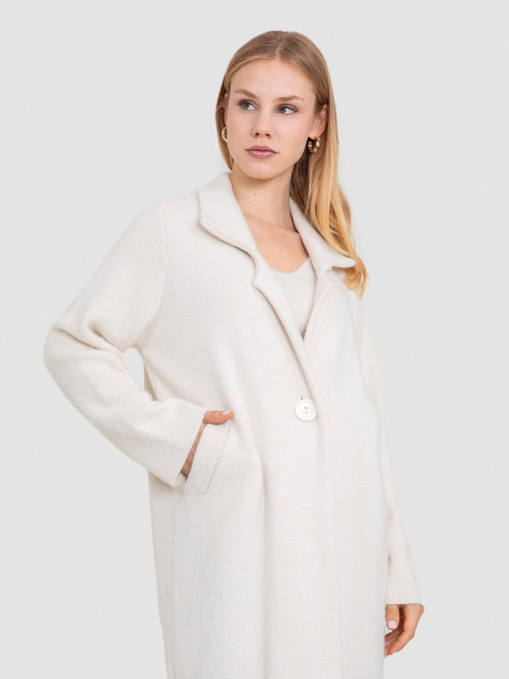 Brushed-Effect Organic Cotton Blend Cardigan HRK8250KEMIK