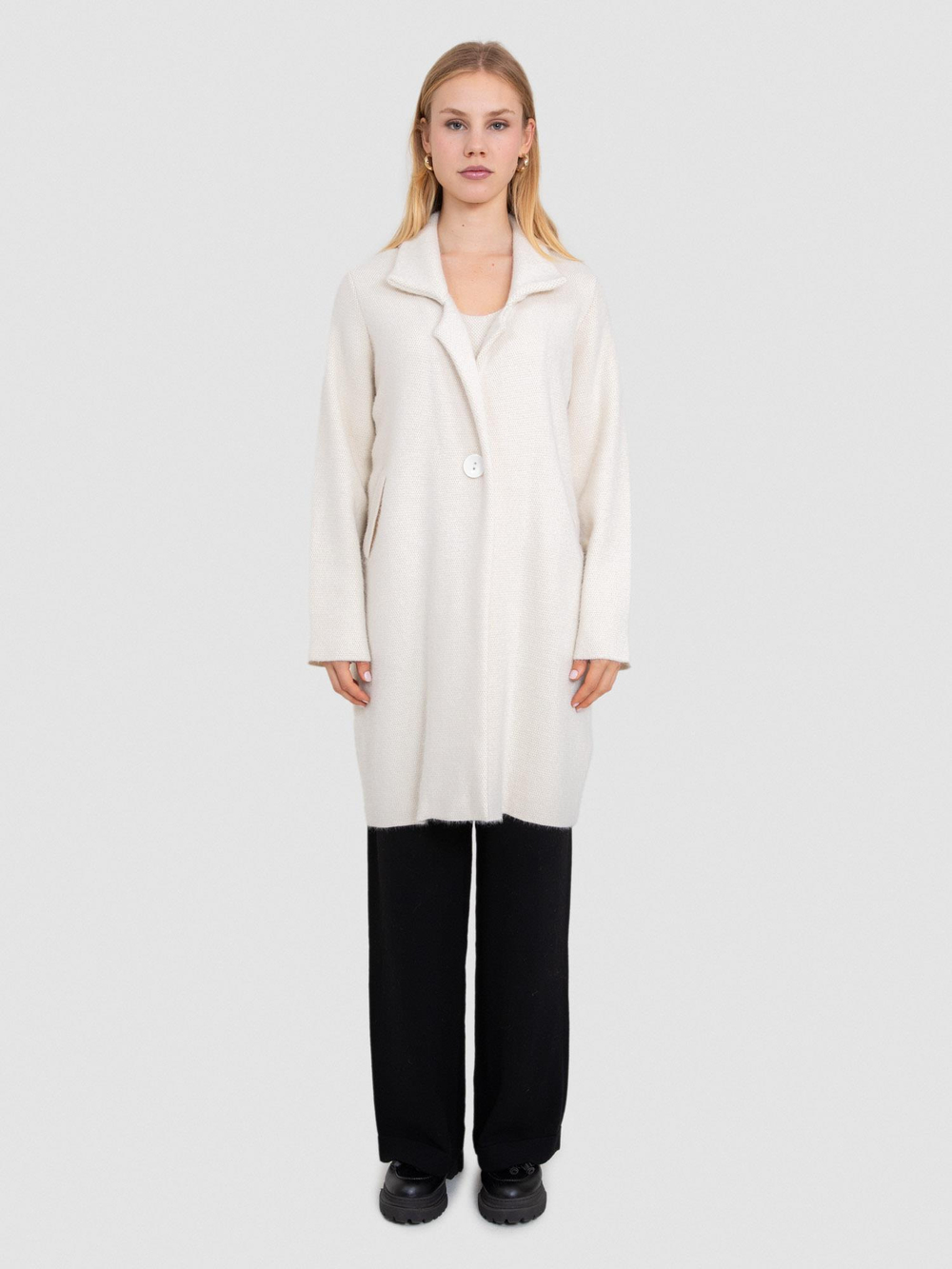 Brushed-Effect Organic Cotton Blend Cardigan HRK8250KEMIK
