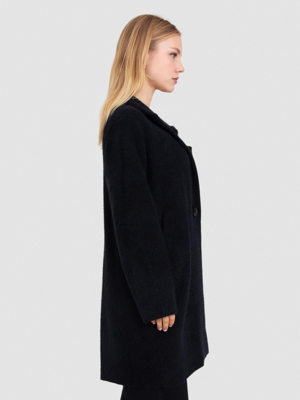 Brushed-Effect Organic Cotton Blend Cardigan HRK8250SIYAH