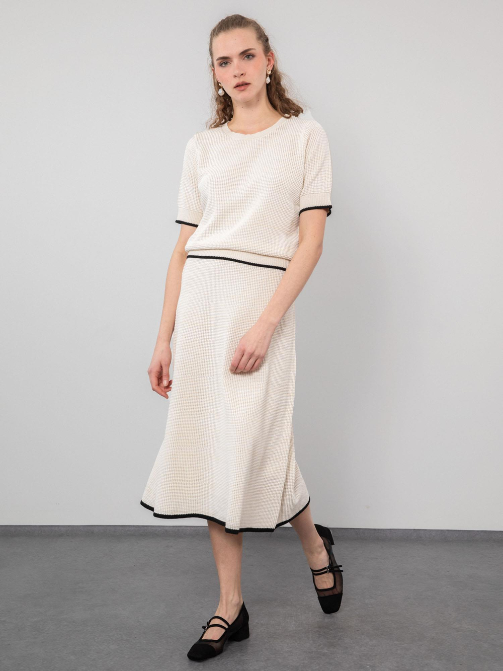 Organic Cotton Blend Sweater with Contrast Trim KZK9498KEMIK