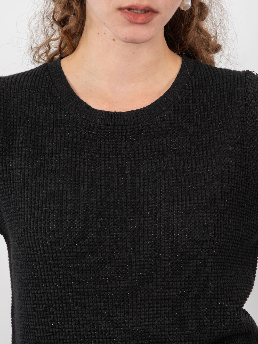 Organic Cotton Blend Sweater with Contrast Trim KZK9498SIYAH