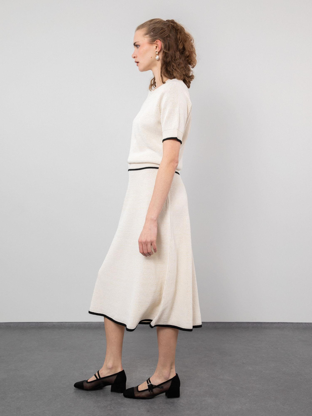 Organic Cotton Blend Sweater with Contrast Trim KZK9498KEMIK