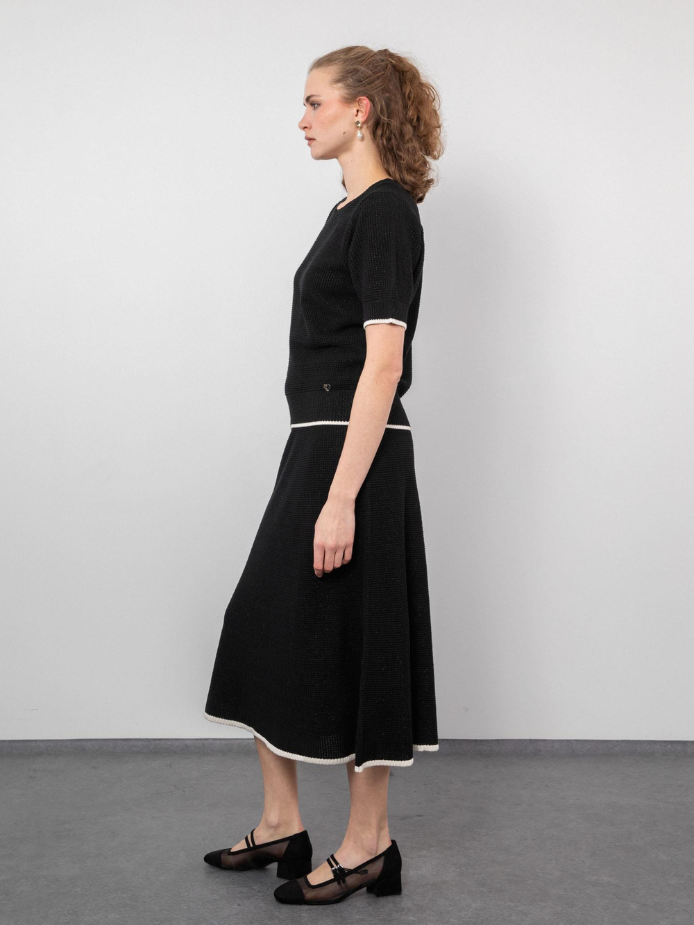 Organic Cotton Blend Sweater with Contrast Trim KZK9498SIYAH