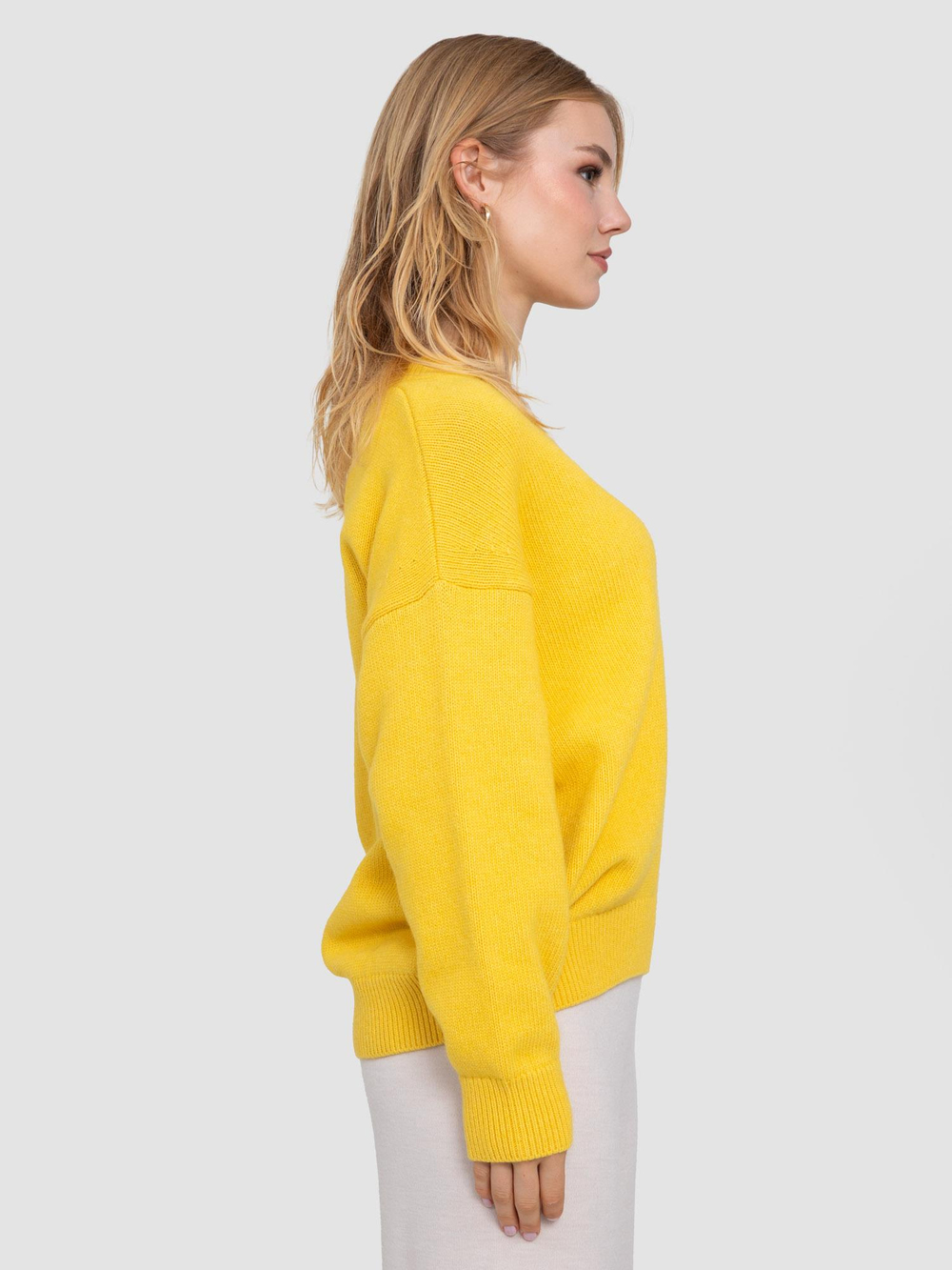 Organic Wool and Cotton Blend V-Neck Sweater KZK6648SARI