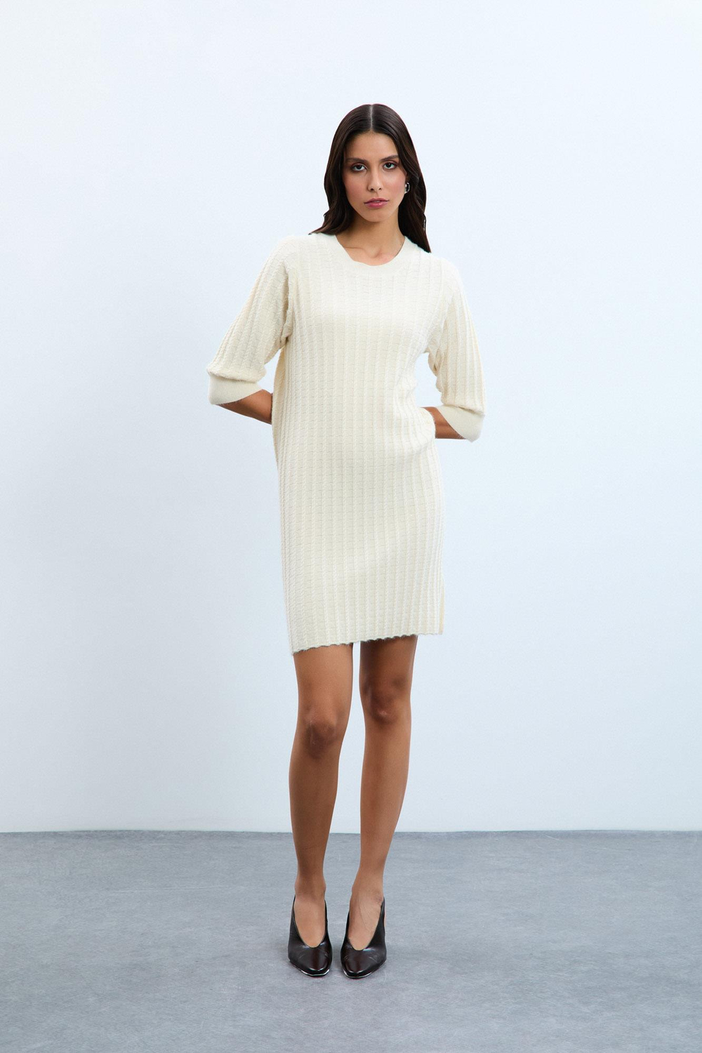 Sequin Dress with Button-Detail  ELB10734 KEMİK