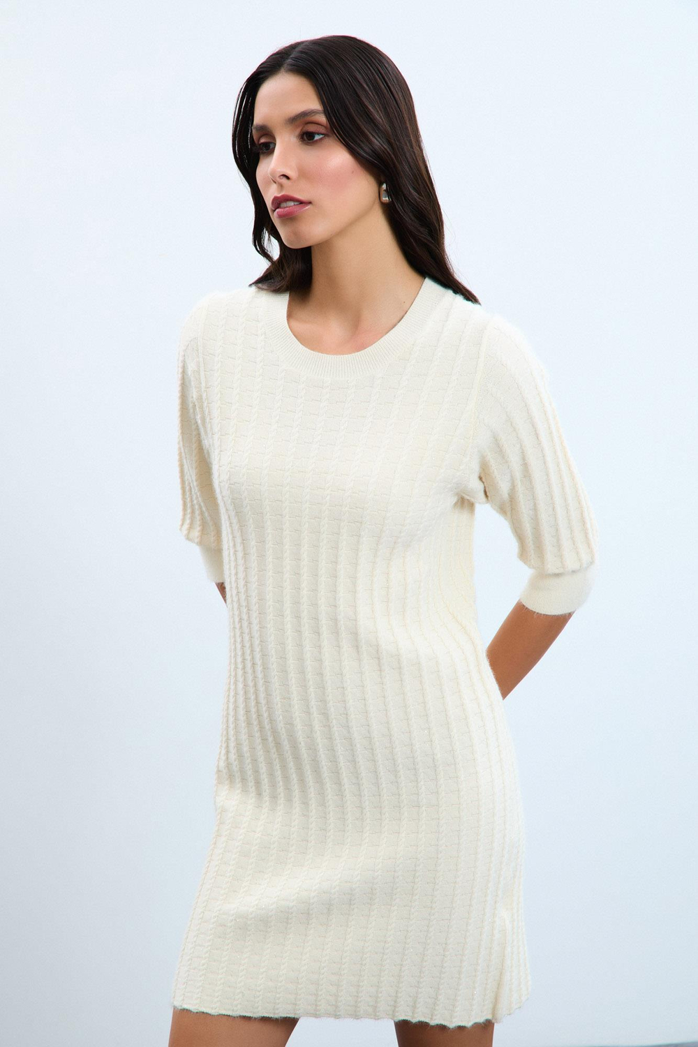 Sequin Dress with Button-Detail  ELB10734 KEMİK