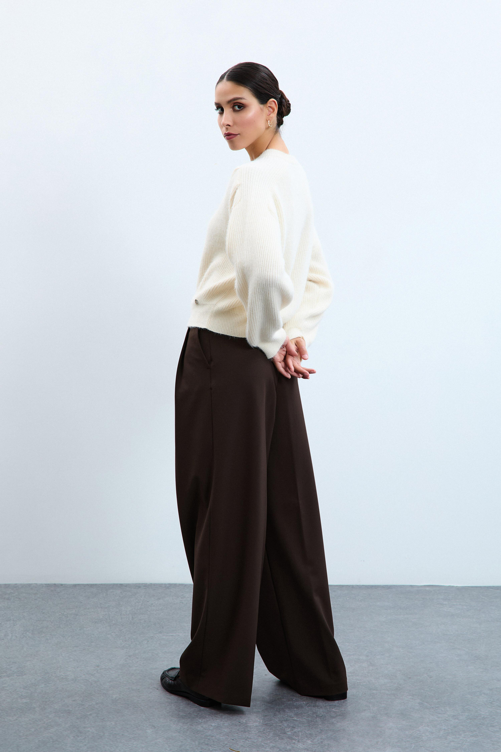 Wool Blend Cardigan with Zipper Detail HRK10778KEMİK