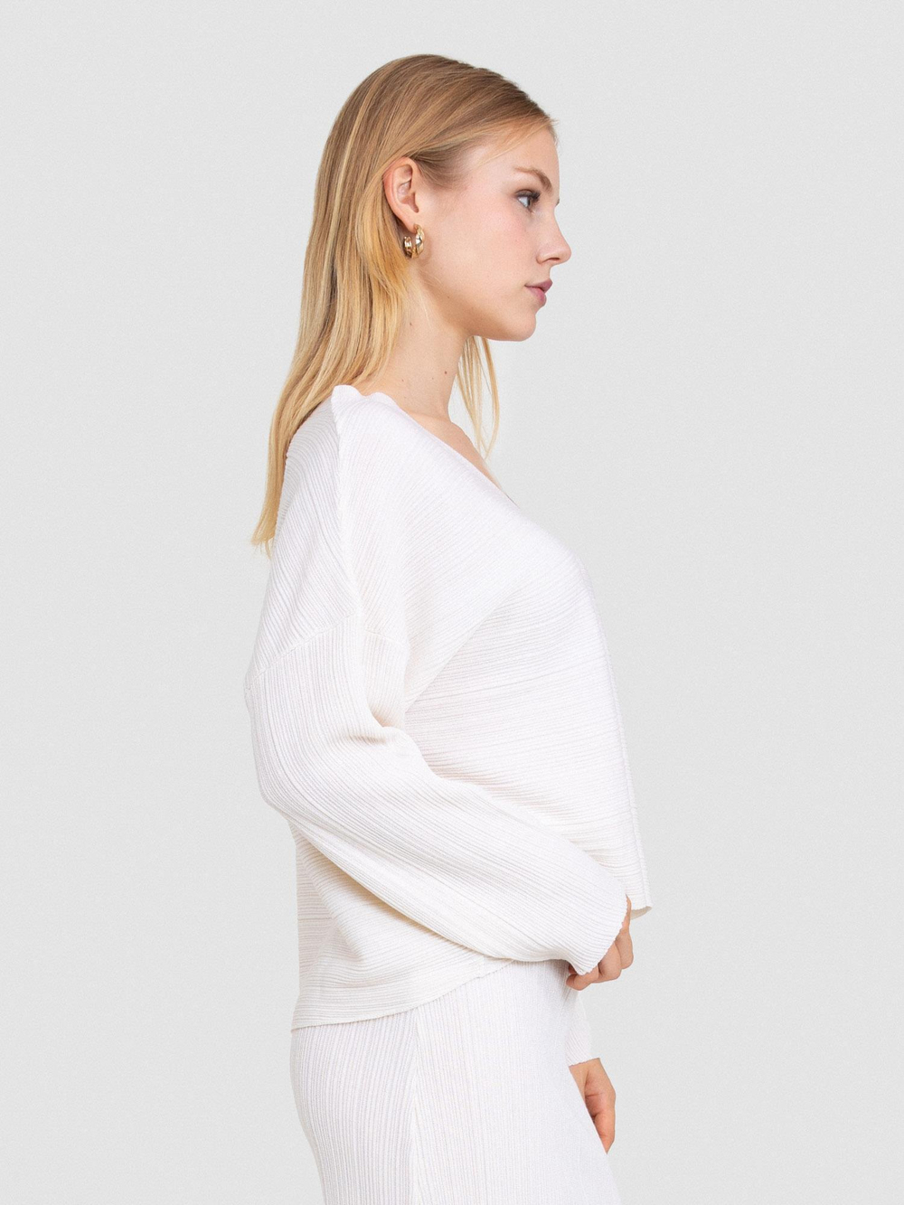 Textured Knit Wool Blend Sweater KZK8272KEMIK