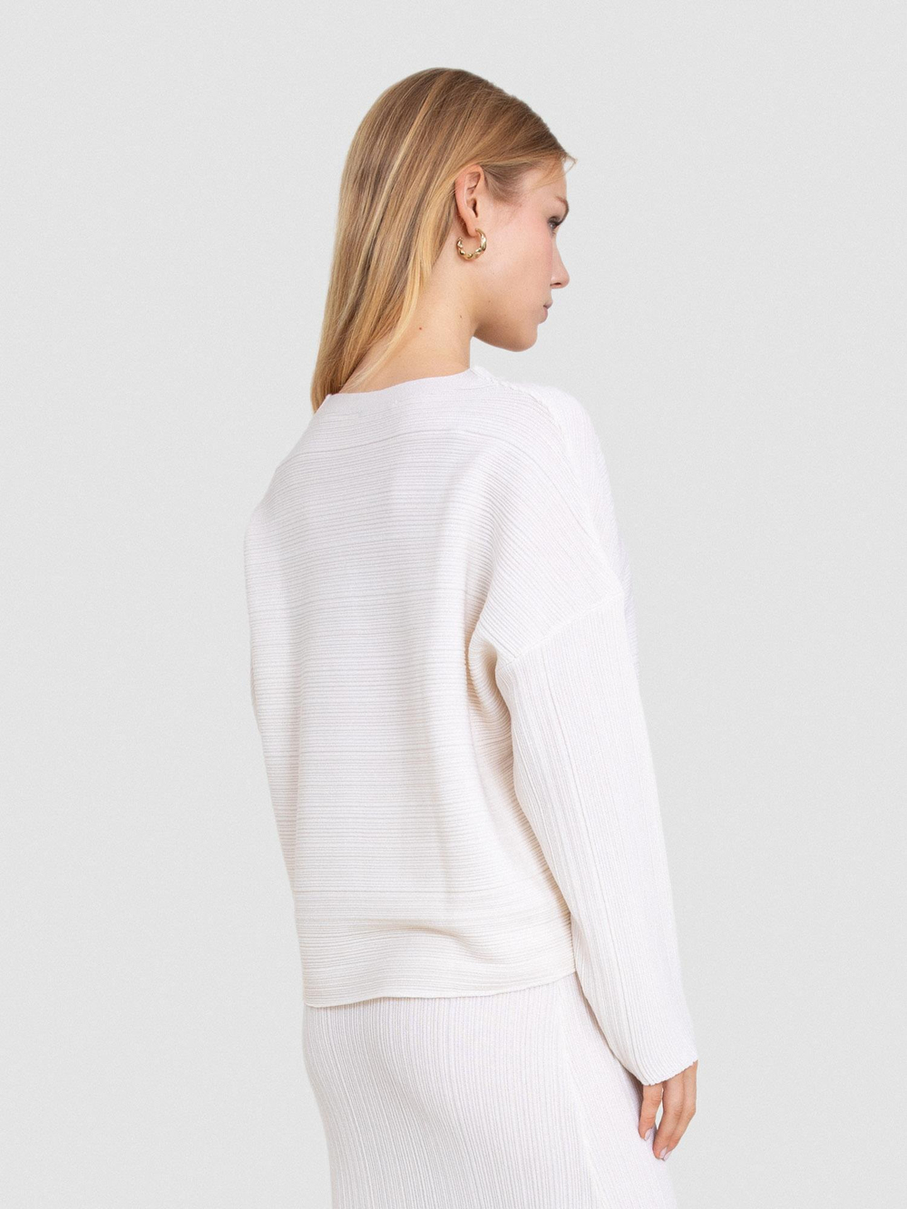 Textured Knit Wool Blend Sweater KZK8272KEMIK
