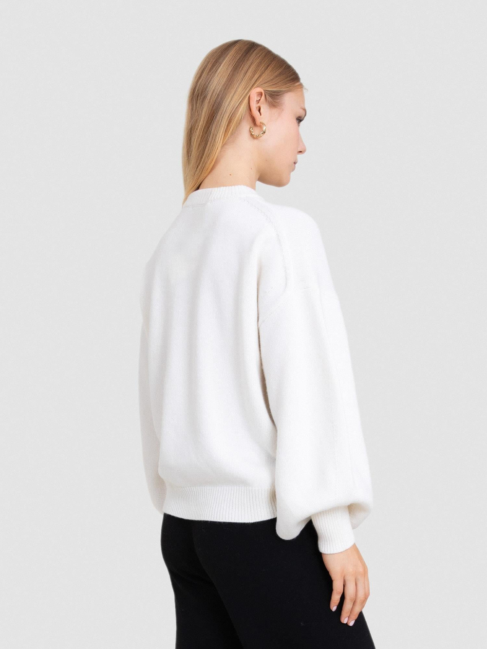 Wool Blend Slit-Sleeve Sweater KZK8292KEMIK