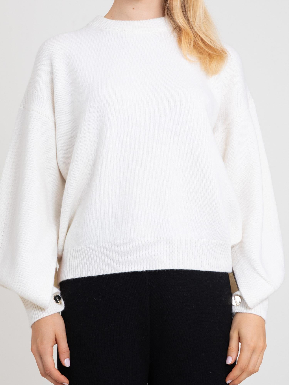 Wool Blend Slit-Sleeve Sweater KZK8292KEMIK