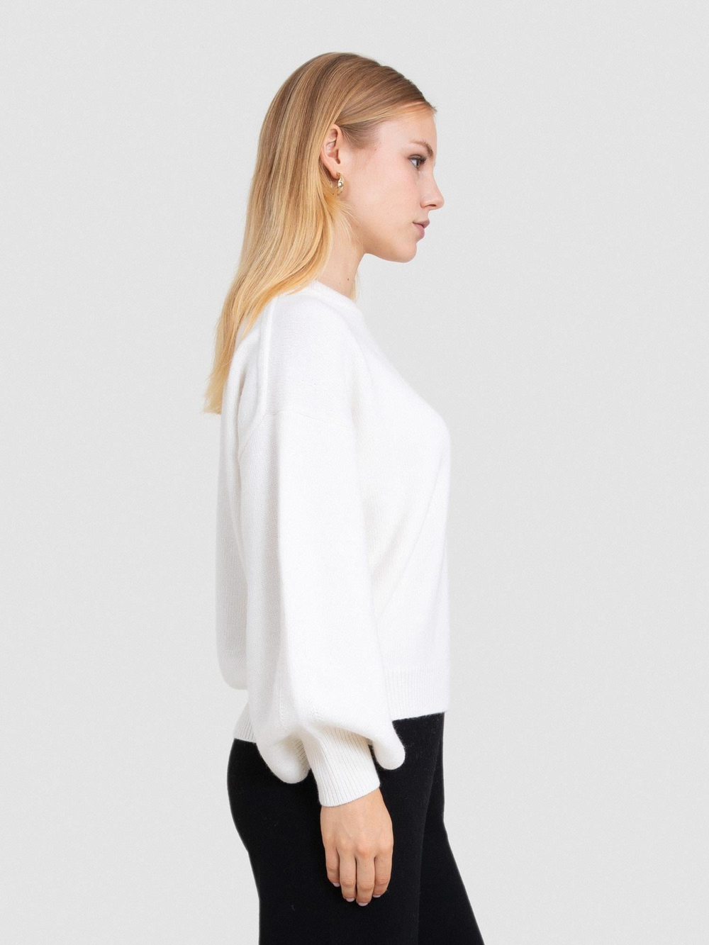 Wool Blend Slit-Sleeve Sweater KZK8292KEMIK