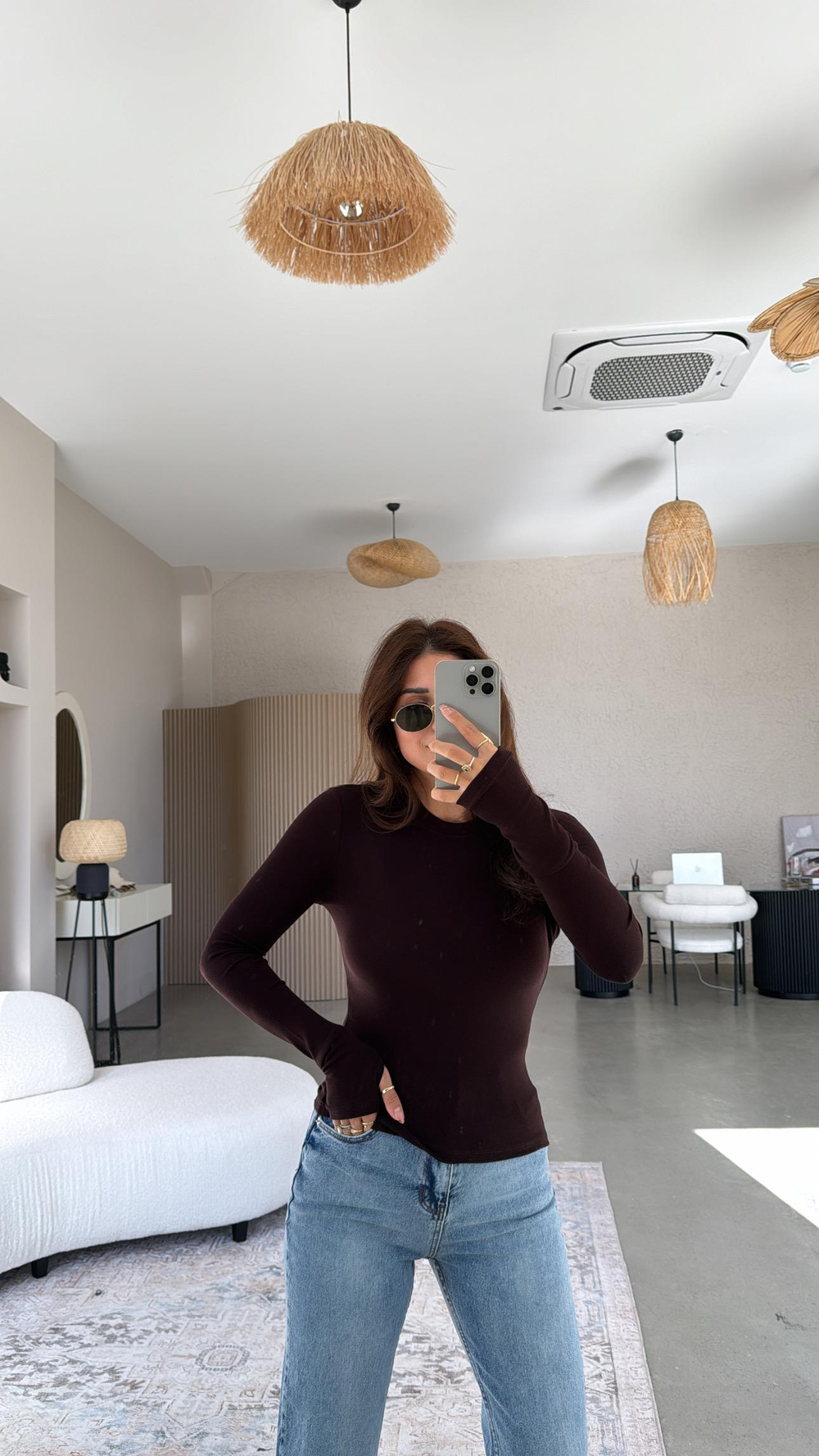 Acı Kahve Parmak Geçme Oys Kumaş Body