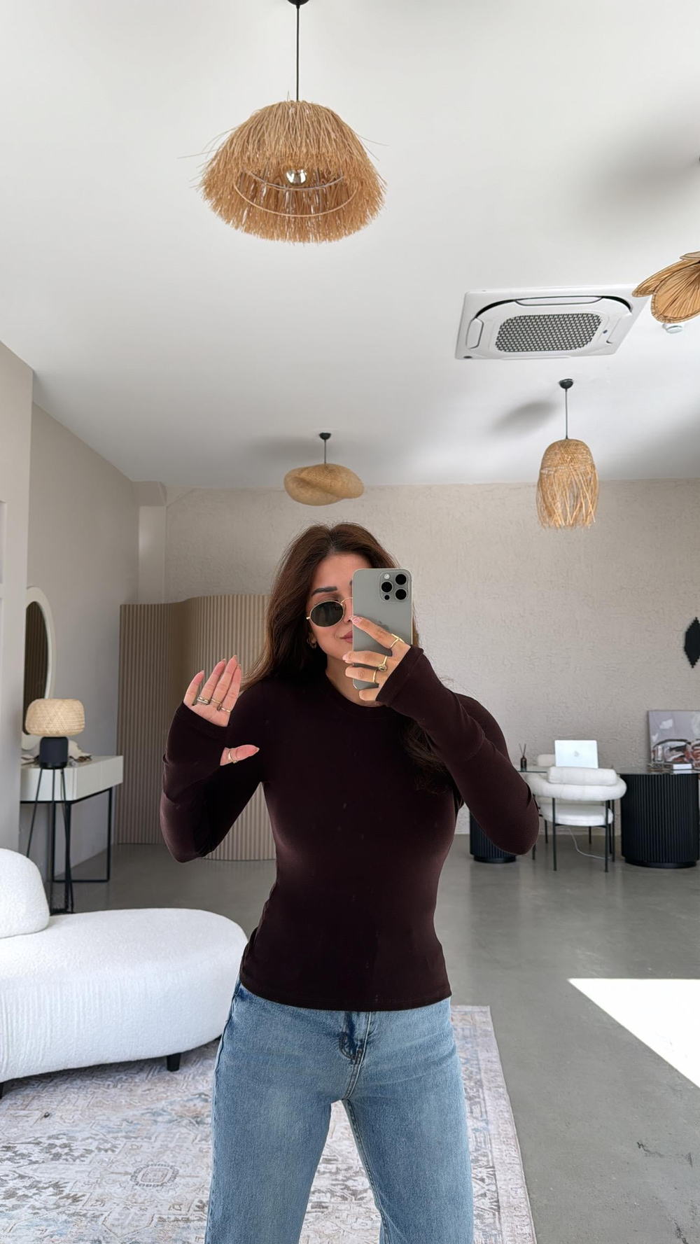 Acı Kahve Parmak Geçme Oys Kumaş Body