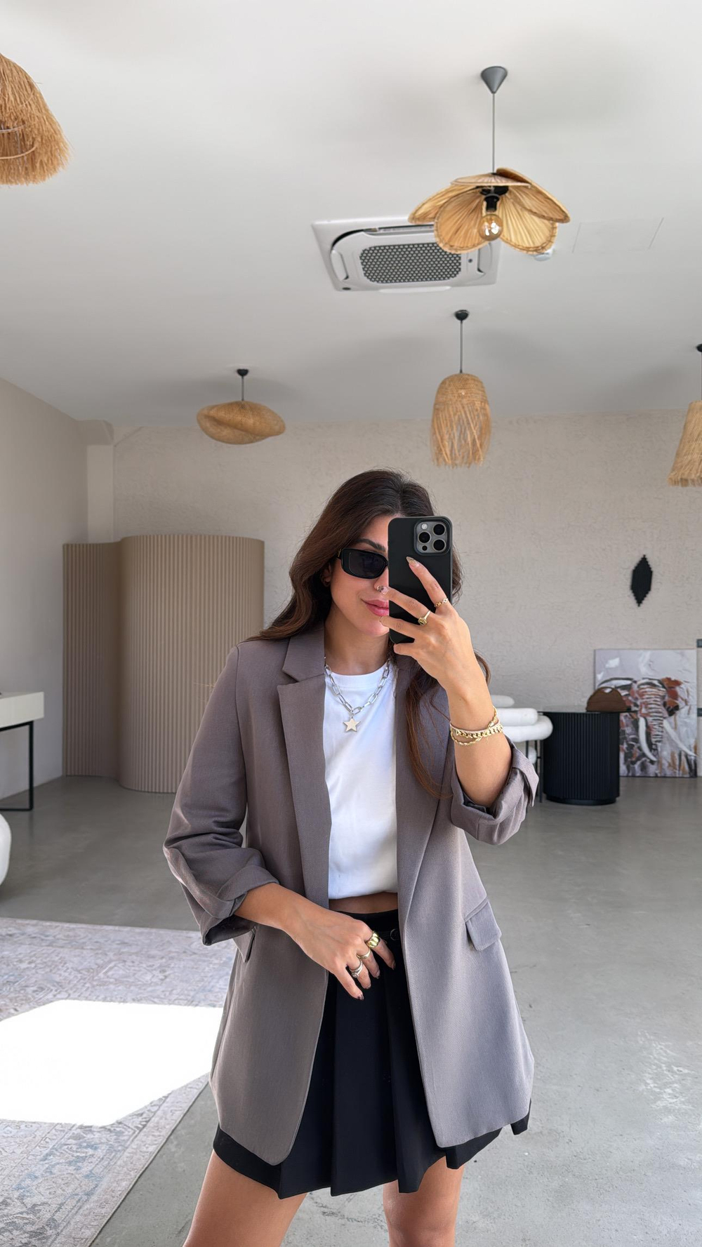 Antrasit Kolları Katlı Astarlı Ceket