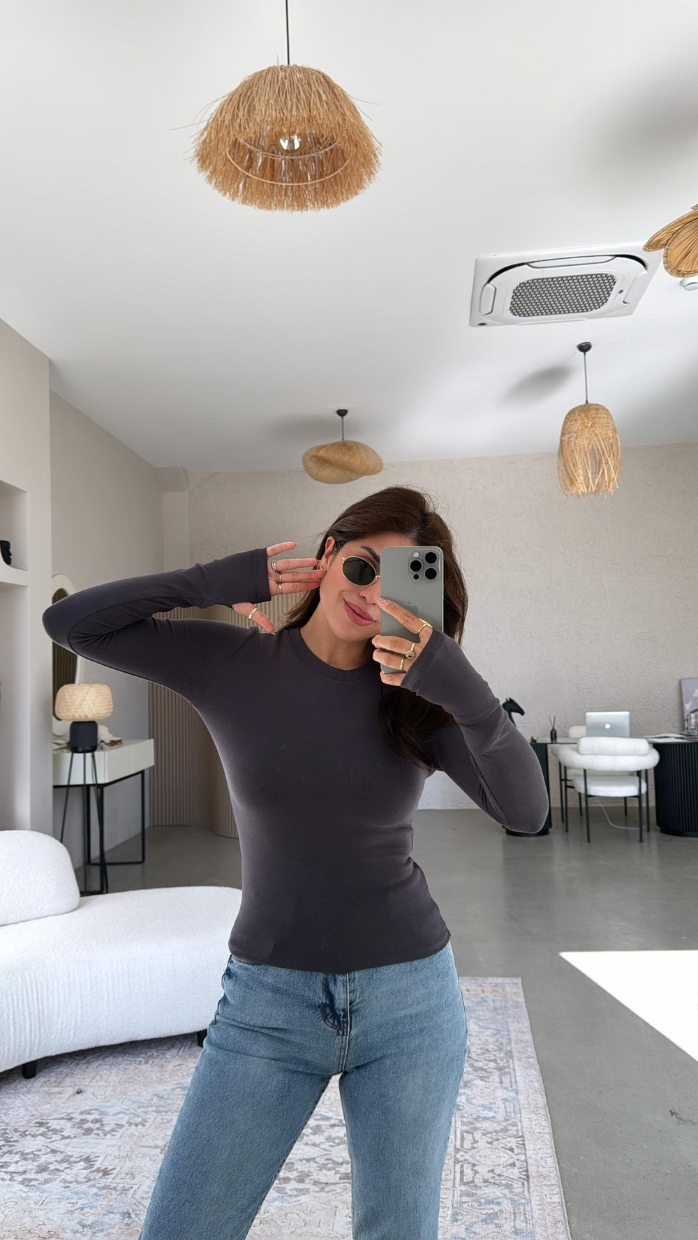 Antrasit Parmak Geçme Oys Kumaş Body