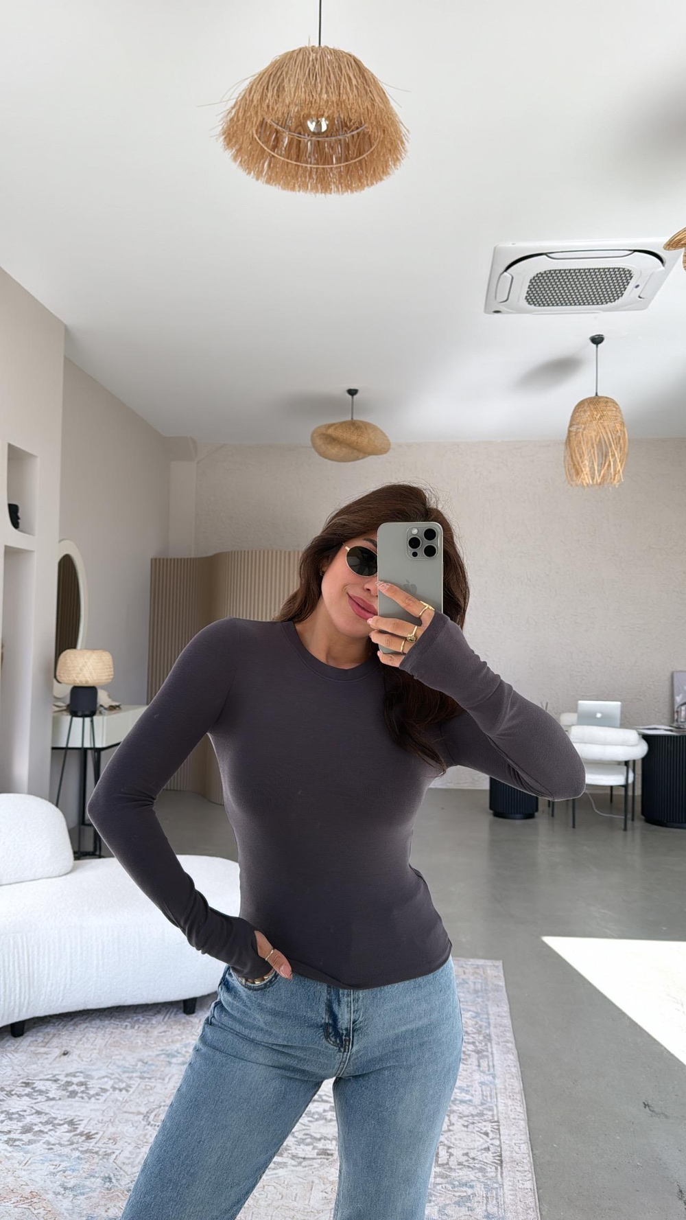 Antrasit Parmak Geçme Oys Kumaş Body